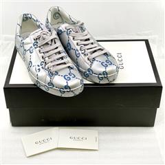 Gucci Ace Low GG Monogram Miro Rubber Wax Silver Sneakers US